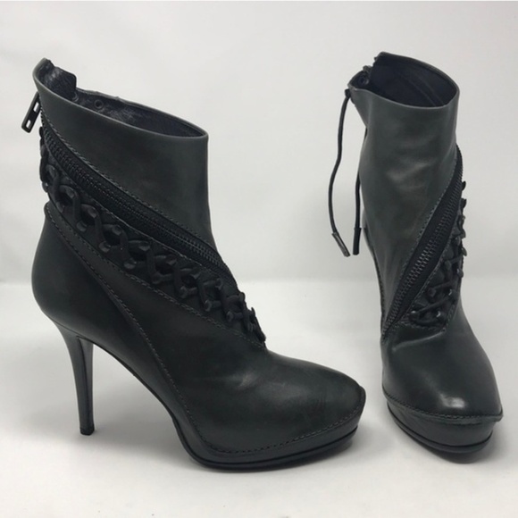 Haider Ackermann Olive Green Leather Ankle Boots - Picture 1 of 8